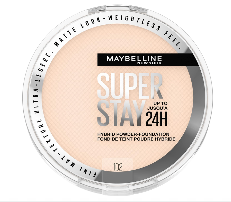 Maybelline New York Super Stay Up to 24HR Hybrid Powder-Foundation, Matte Finish, 102