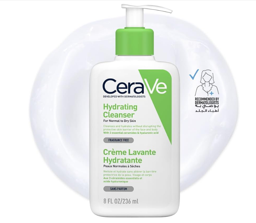 Cerave Hydrating Cleanser for Normal to Dry Skin with Hyaluronic Acid