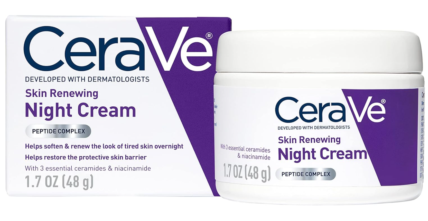 CeraVe Skin Renewing Night Cream | Niacinamide, Peptide Complex, and Hyaluronic Acid Moisturizer