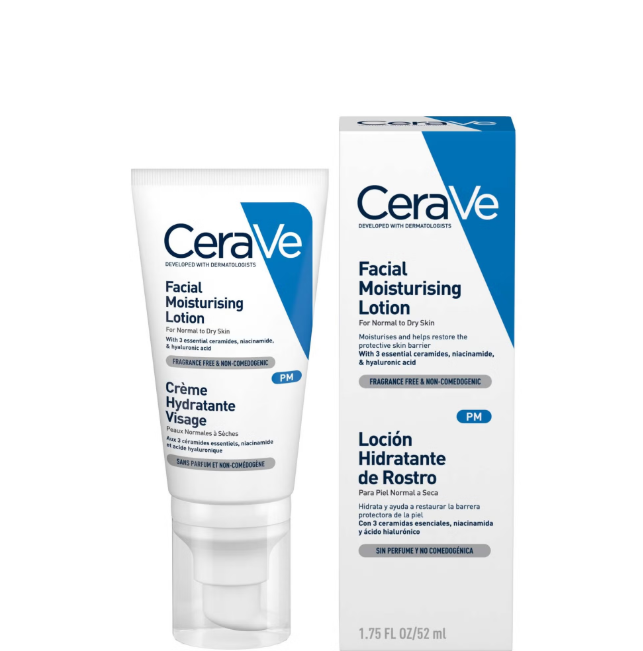 CeraVe PM Facial Moisturising Lotion with Ceramides for Normal to Dry Skin 52ml