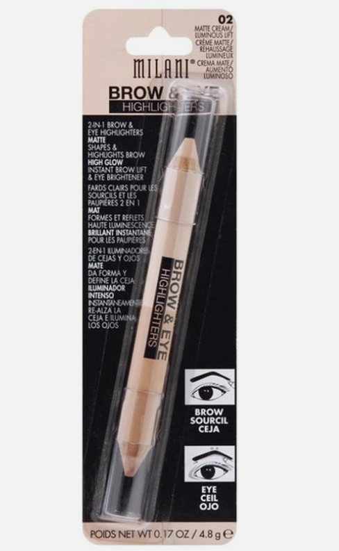 Milani Brow & Eye Highlighters Pencil 02 Matte Cream/Luminous Lift 0.17 OZ