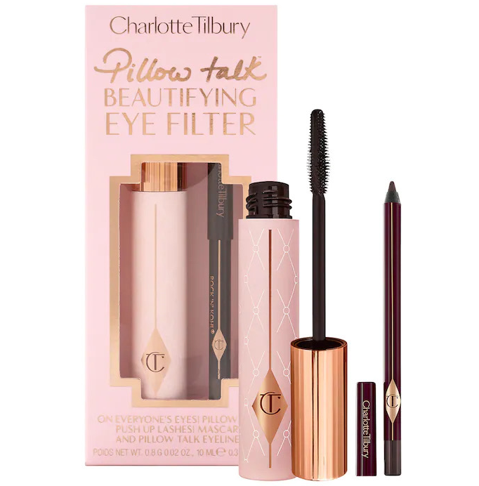 Charlotte Tilbury Pillow Talk Mascara & Eyeliner Beautifying Eye Filter Set:: Push Up Lashes Volumizing & Lengthening Mascara for Eyelashes and Pillow Talk Eyeliner