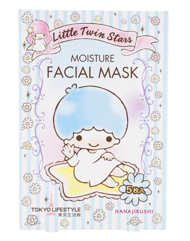 Little Twin Stars HANAJIRUSHI Moisturizing Face Mask, Alcohol-free, 27ml*5Sheets*2Packs