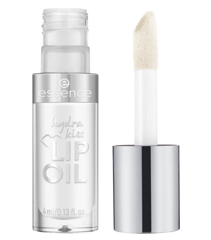 essence hydra kiss lip oil, lip gloss, no. 07, transparent, moisturising, nourishing, with oils, shiny, vegan, no parabens, no microplastic particles, nanoparticles free, pack of 1 (4 ml)