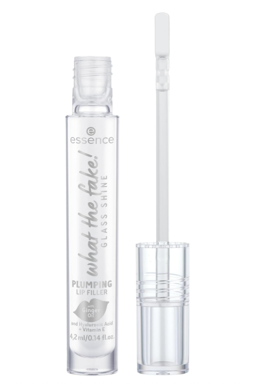 essence what the fake! Glass Shine Plumping Lip Filler, Lip Booster, No. 01, Transparent, Moisturising, Vegan, Paraben-Free, No Microplastic Particles, Nanoparticles Free, Pack of 1 (4.2 ml)